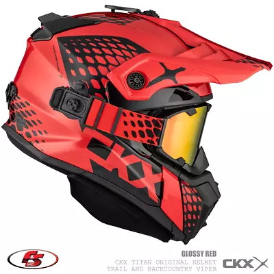 NEW CKX TITAN Snowmobile HELMET DL VIPER: Red Gloss: Size LG With Goggles • $419.99