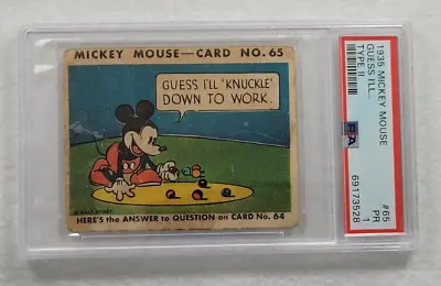 Rare 1935 MICKEY MOUSE Card #65 R89 Bubble Gum Inc. Type II-PSA 1 • $104.99