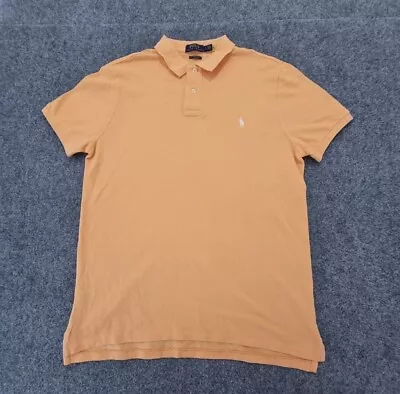 Ralph Lauren Shirt Mens LARGE Orange Short Sleeve Slim Polo T Shirt Size L • $28.39