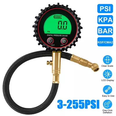 Digital Accurate Air Pressure Tire Gauge 255PSI Meter Tester For Truck Car Bike • $14.98