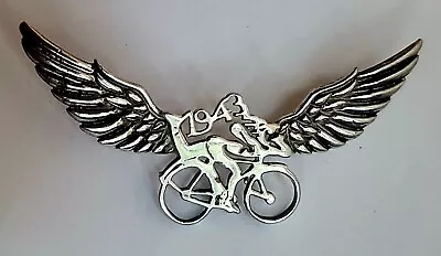 VTG 1943 Albert Hoffman Sterling Silver Grateful Dead Bicycle W/ Wings Pin 15g • $84