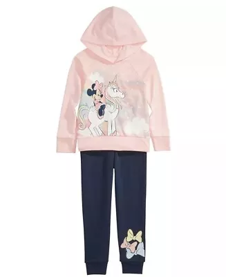 Disney Little Girl's 2 Pc Minnie Mouse Hoodie & Jogger Pants Set Pink Size 5 • $21.99