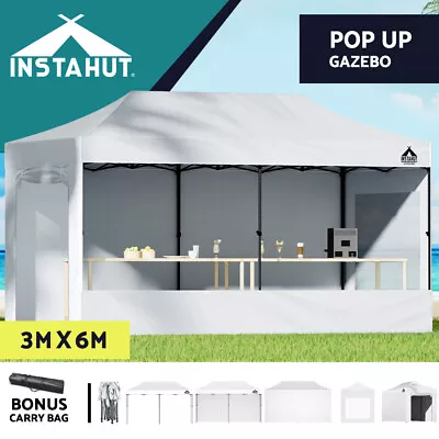Instahut Gazebo Pop Up Marquee 3x6 Folding Tent Wedding Gazebos Camping White • $295.95