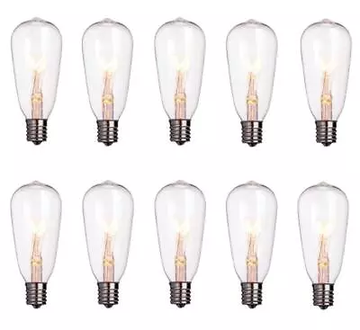 10pack Edison Light Bulbs St40 Clear Replacement Bulbs7 Watts 120 Volts E17 Scre • $16.70