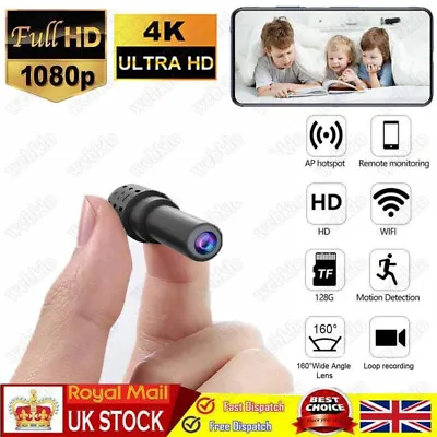 4K HD Mini Wifi IP Micro Camera Home Security Camera Night Vision Motion Cam UK • £12.99