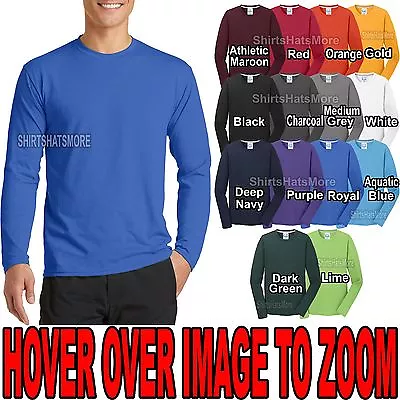 Mens Moisture Wicking Long Sleeve T-Shirt Soft Poly/Cotton Tee S-XL 2X 3XL 4XL • $11.95