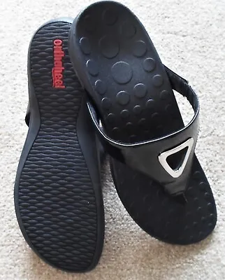 £31.72 • Buy Orthaheel Vionic Yara Thong Flip Flop Black Patent Orthotic Sandals Size 11