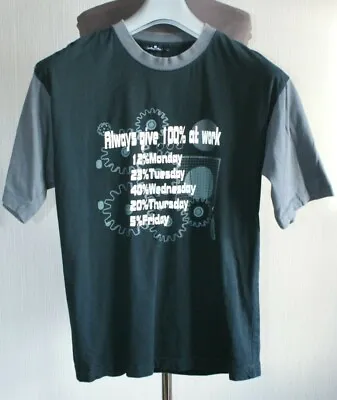 £2.99 • Buy Urban Spirit-size S - Black & Grey T Shirt With 'always Give 100% At Work' Logo