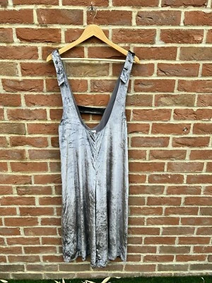 £22.50 • Buy MAEVE Anthropologie Silver Velvet Jumpsuit Size S
