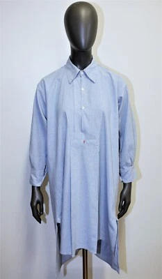 $95 • Buy French 30/40s Peasant Chambray Fabric Cotton Work Antique Pullover Shirt Size S
