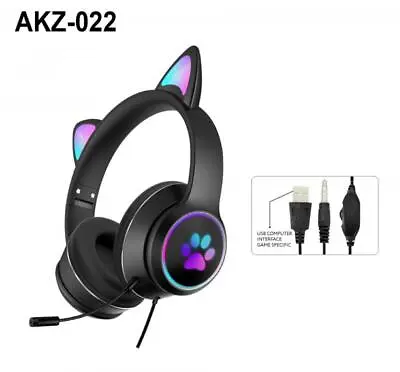 $39.95 • Buy Folding  Cat Ear Luminous Gaming Wired Headphone Headset With Microphone