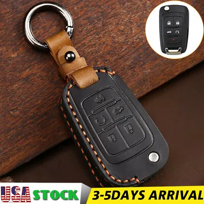 Leather Car Key Case Cover For Chevrolet Cruze Malibu Remote Fob Skin Protector • $23.39