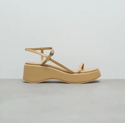 Zara Strappy Flatform Sandals Sandy Brown 39 / 8 • $20