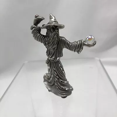 Vintage 3  Tall Pewter Wizard Gems 1989 By MWFP Master Works Fine Pewter Statue  • $34.99