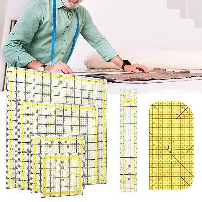 Set Of 6 Acrylic Quilting Ruler Transparent Square Quilter Ruler Fabric Cutting • £26.17