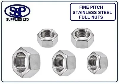 Fine Pitch Hex Full Nut Stainless Steel 1.0mm / 1.25mm / 1.50mm Pitch Available • £3.41