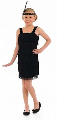 Kids Girls 1920s Black Flapper Costume World Book Week Day Fancy Dress Outfit • £4.95