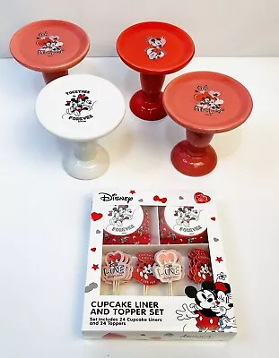 Mickey & Minnie Mouse Ceramic Mini Cupcake Stand 4  Set 4 - FAST SHIPPING! • $12