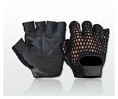 £4.19 • Buy Mesh Weight Lifting Gloves Leather Padded Fitness Training Cycling Gym Sports