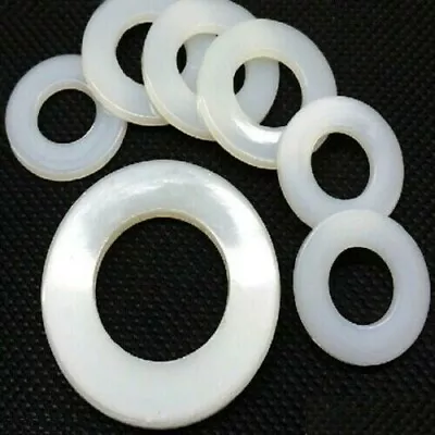 M3 M4 M5 M6 M8 M10 M12 M16 M20 Form A Metric Nylon Plastic Flat Washers White • £4.48