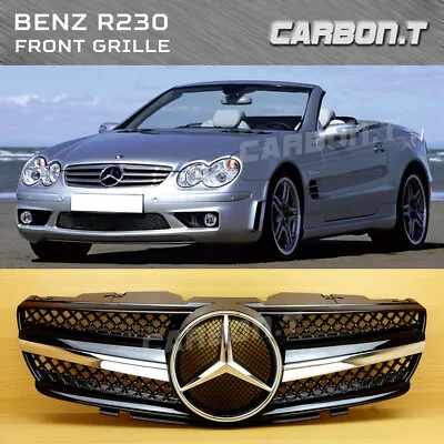 Gloss Black Fit Benz W230 R230 SL Style 2003-2006 Convertible SL500 Front Grille • $199.20
