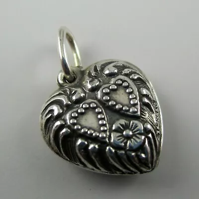 Sterling Silver TWIN HEART Charm FOR BRACELET Necklace Pendant VINTAGE New CUTE • $14