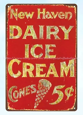 Bedroom Arrangement Ideas Early New Haven Ice Cream Metal Tin Sign • $18.89