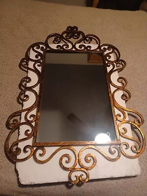 Vintage Wrought Iron Bronze Labarge Wall Mirror Model 1505  Great Condition  • $695