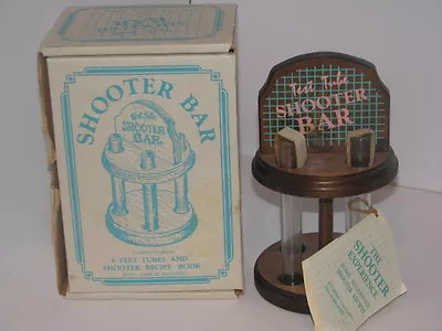 Vtg Test Tube Shooter Bar Holder Rack Shooter Recipe Book  Wooden • $11.08