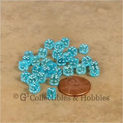 NEW 5mm Deluxe Rounded Edge 30 MINI Dice Transparent Aqua Blue RPG Game Tiny D6s • $8.99