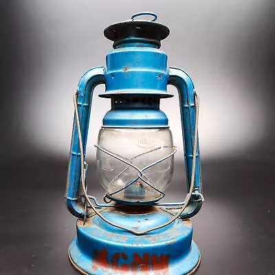 Dietz Lantern Little Wizard No. 1 Blue Glass 12  Handle Good Look Nice • $35.95