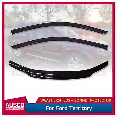 AUSGO 2PCS Luxury Weathershields + Bonnet Protector For Ford Territory 2004-2011 • $152.71