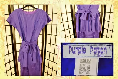 [L22] Purple Patch Vintage 80s Disco Dress Sz 10 Purple Key Hole Back  • $45.95