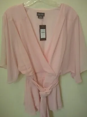 NWT City Chic Blush Pink Blouse Peplum Tie Waist Women's Size 12 • $36.31