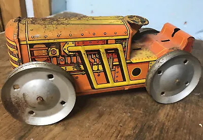 Vintage 30'S/40'S MARX Tin Litho Wind Up Caterpillar Bulldozer Tractor Toy • $25
