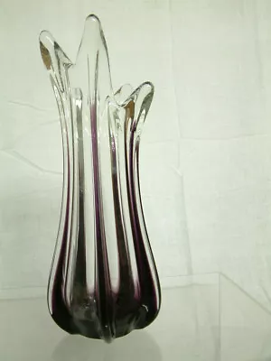  Solid Vase Tip Flowers Amethyst Flower Vase Asymmetrical Crystal Glass • £61.90