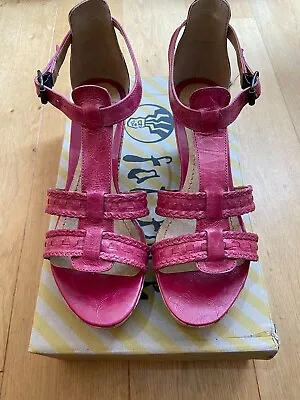 Fat Face Shoes Ladies Womens Pink Heel Wedges Summer 5 38 Sandals Peep Toe • £9.99