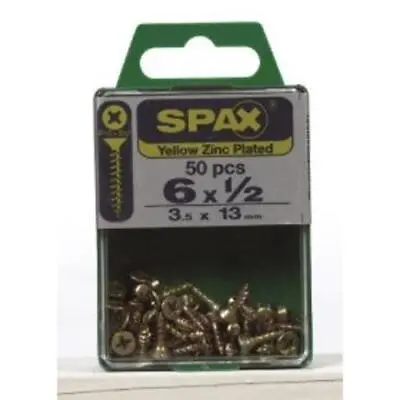 $15.94 • Buy Spax 4101020350132 Flat Head Multi-Material Screws 6'X1/2', Yellow Zinc