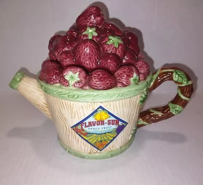 OCI Fitz And Floyd Strawberry Teapot Flavor-Sum Fancy Fruit Vintage 1993 • $20