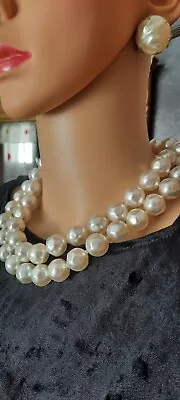 Vintage Baroque Pearl 36in Necklace Set Gold Classic Elegant Opera Parisienne • $33