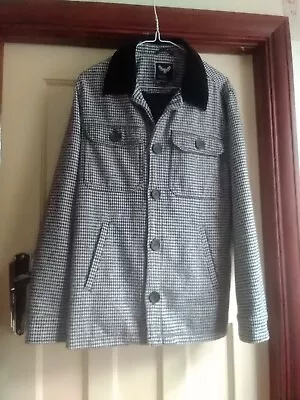 Stylish Mens Brave Soul black/white Hounds Tooth Check Jacket Size S Used VGC • £25