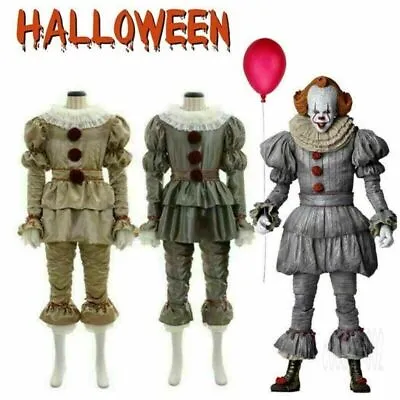 Halloween Joker It Pennywise Costume Mask Men Kids Clown Cosplay Fancy Outfit • £13.97