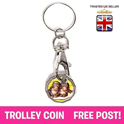 Cheeky Monkey Cute Shop Trolley UK £1 Pound Coin Token Locker Keyring Keychain • £1.49