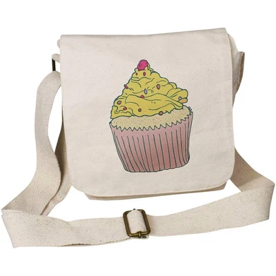 £11.99 • Buy 'Yellow Cupcake' Small Cotton Canvas Messenger Bag (MS00014910)