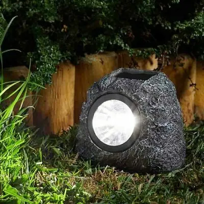Pack Of 4 Granite Rock Solar Garden Lights Super Bright Outdoor Path Lights • £18.98