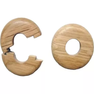 2pc 15mm SOLID OAK COLOUR WOODEN WOOD RADIATOR PIPE COLLARS COVER FLOOR EASY FIT • £3.60