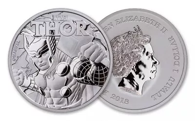 2018 Tuvalu Marvel Comics Thor 1 Oz .999 Silver Bullion BU Coin 50000 Minted • $32