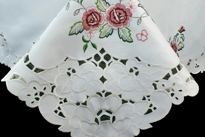 $65 • Buy 72x144  Embroidery Lace Tablecloth 12 Napkin Polyester Rectangle Wedding Banquet