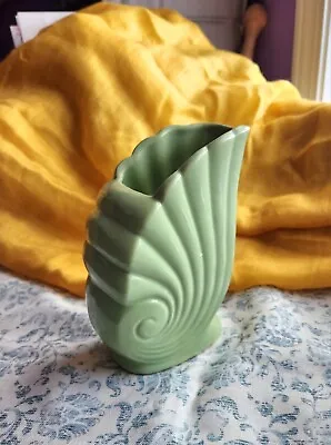 Vintage Green Ceramic Nautilus Shell Vase Mid Century Modern Eclectic USA • $18