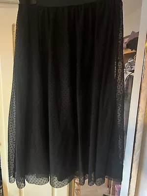 £7 • Buy Plus Very Curve Spotty Net Midi Black Layered Mesh Skirt 20 Goth Rock Chick